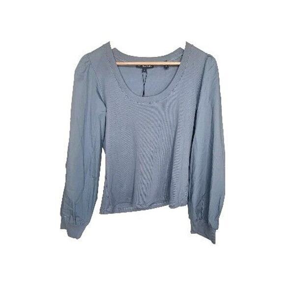 Veronica Beard Slate Blue Anabel Long Balloon Sleeve Women's Top Size L - Picture 1 of 5